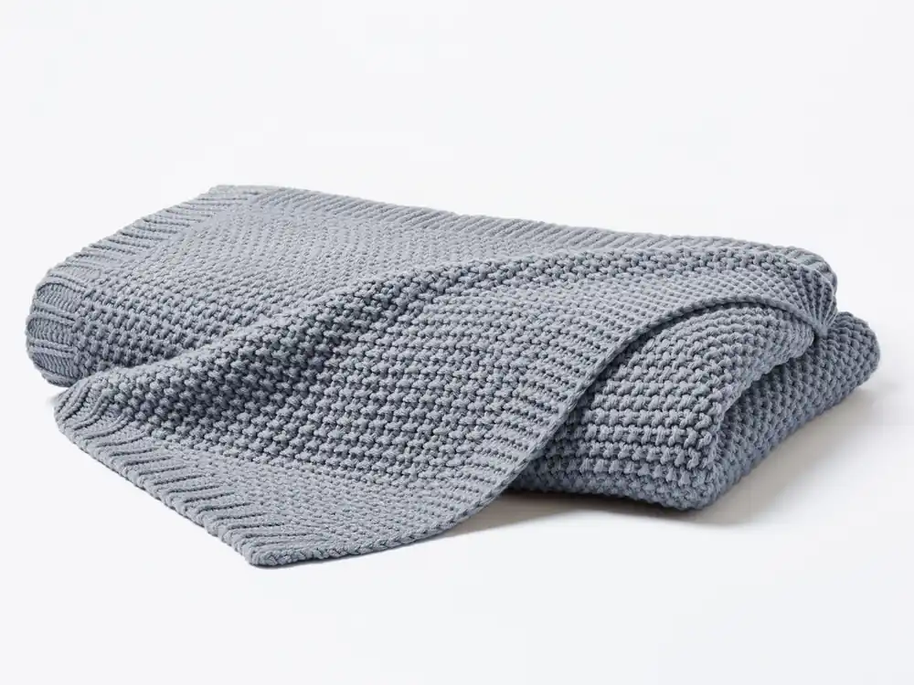 Highlight Strickdecke Strick Plaid mittelgrau 130x170