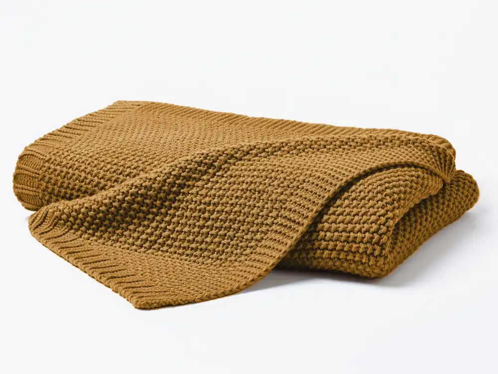 Strickdecke Strick Plaid senf 130x170 Preiswert