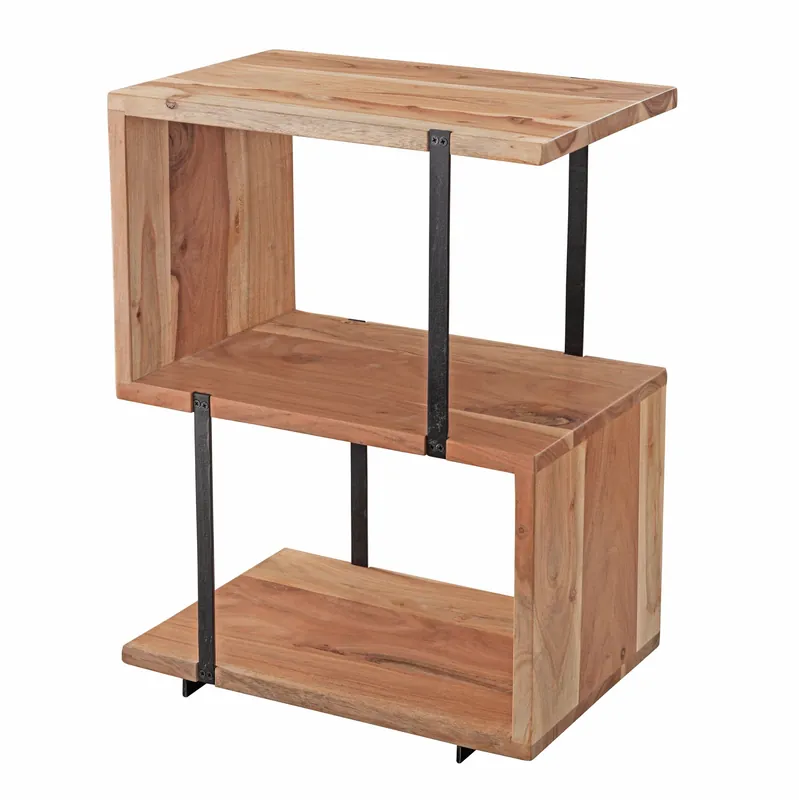 Wohnling Beistelltisch S-Form 45x60x30cm Akazie Metall Ablagetisch Jetzt Kaufen