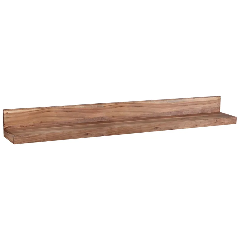 Letzte Chance Wohnling Wandregal MUMBAI Massiv-Holz Akazie Holzregal 160 cm Landhaus-Stil Hänge-Regal Echt-Holz Wand-Board Natur-Produkt