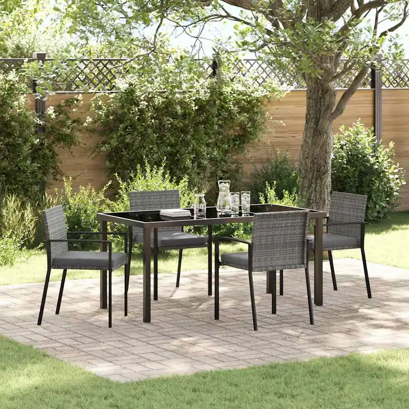 Garten-Esszimmer-Set 160x80x73 cm Grau mit 4 Stühlen Online Kaufen