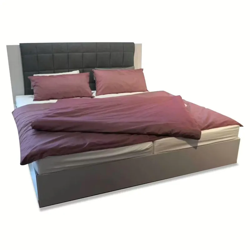 Nur Heute Bett Izzy Lack Grau mit Boxspring-Einlegerahmen