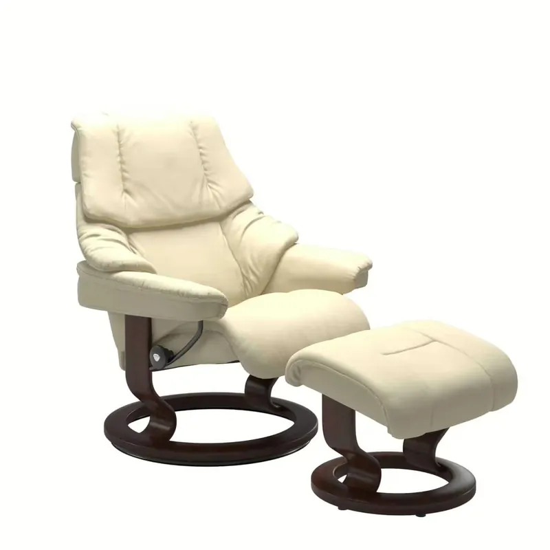 Knallerangebot Stressless Reno S Classic Base Leder Paloma Vanilla mit Hocker