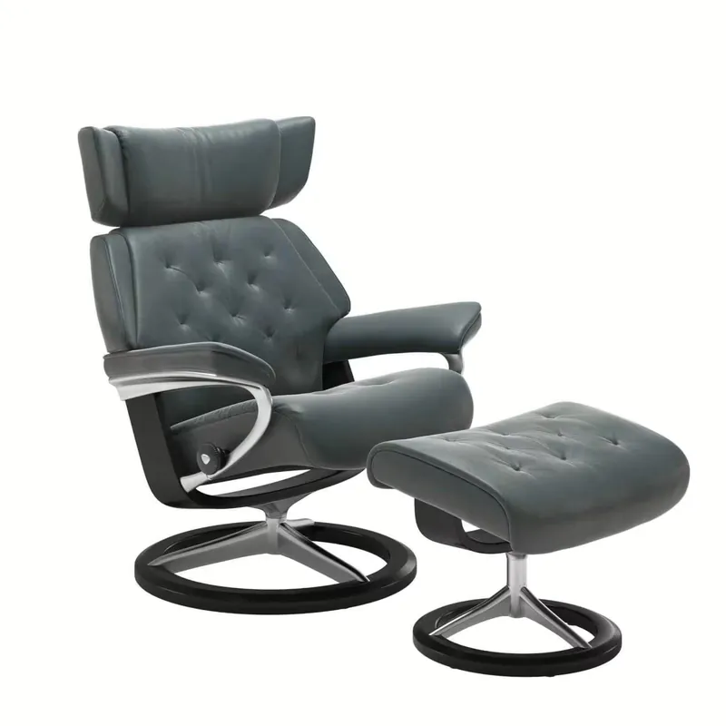 Schneller Versand Stressless Skyline M Signature Base Leder Cori Petrol mit Hocker