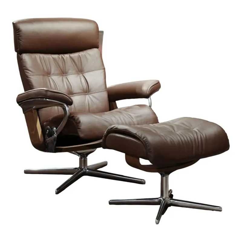 Relaxsessel Mit Hocker Erik Leder Paloma Espresso 33 Gestell Cross 40 Alu Holz 06 Walnuss Mega-Angebot