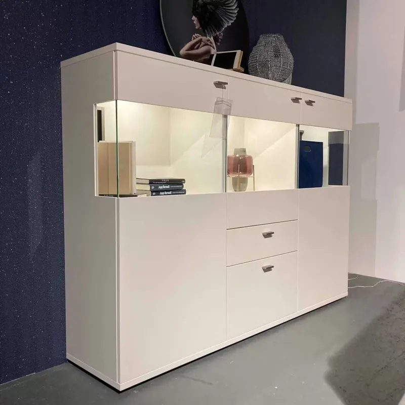Preiswert Highboard Atena Lack Seidematt Weiß Anthrazit