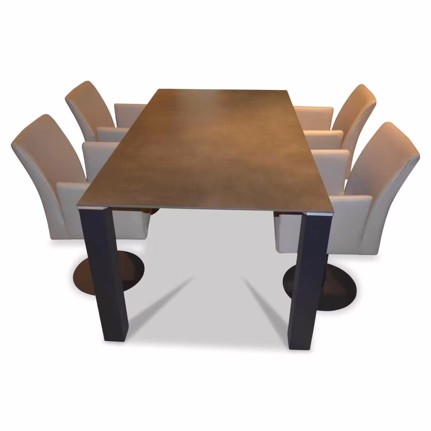 Finale Aktion Essgruppe Keramiktisch Tablet 180x100 und 4 Drehsessel Amico Echtleder Taupe