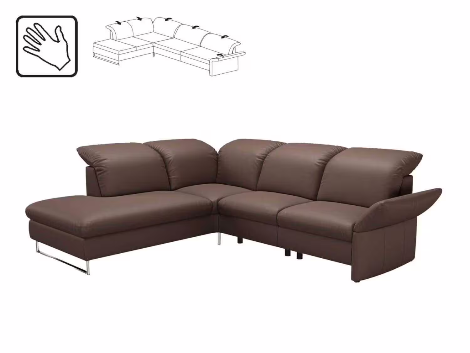 Jetzt Bestellen Ecksofa Viviana 3-Sitzer Leder Bax Hasel Braun Eckteil links