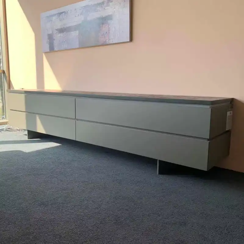 Lowboard Cube Gap Lack M12 Nickel Metallic Beton Black Concrete mit Funkdimmer Finale Aktion