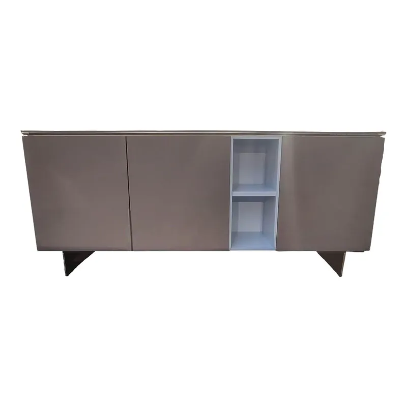 Angebot Sideboard Merano 3951 Korpus und Fronten Lack Braun Regal Lack Eisblau mit Beleuchtung