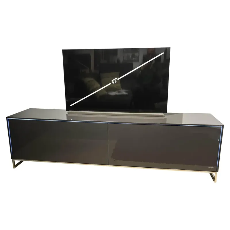 Direktkauf Lowboard Gloss Cubic Schiefergrau Hochglanz Inklusive Wandboard Und Beleuchtung