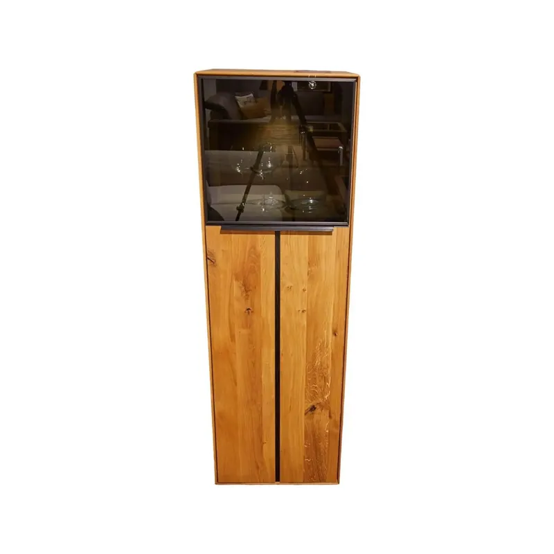 Preiswert Highboard Valmondo Kendo Asteiche Natur Glas 7 Holz Front 22 Grau Special Inklusive LED-Einbaubeleuchtung Mit Funkdimmer