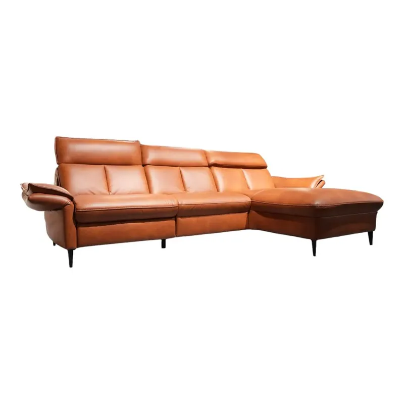 Ecksofa 4058 Leder Cloudy Cognac 59 Gestell Metall Schwarz Lackiert Inklusive Kissen Highlight