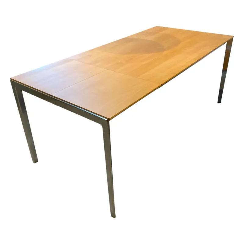 Esstisch Tak Buche Natur Metallgestelll Edelstahl Finish Matt mit Auszug Letzte Chance
