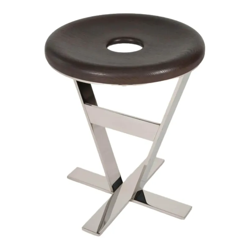 Hocker Luis Eiche Grau Gestell Glanzverchromt Mega-Angebot