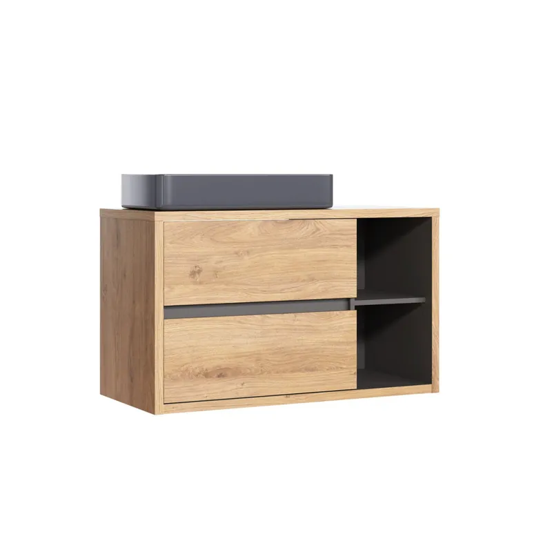Abverkauf Waschplatz DEVON 100cm | Waschbecken grey | graphit - Shetland-eiche