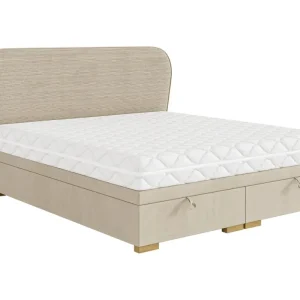 Polsterbett, Doppelbett 140x200 cm, Ehebett mit Bettkasten, Kopfteil aus Cord versandbereit, LARETTO T33 Günstig