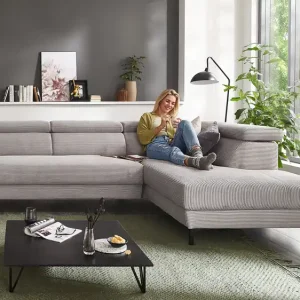 Direkt Vom Hersteller Cord Ecksofa Inkl. manueller Kopfteilverstellung