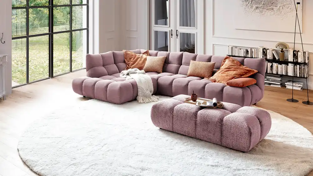 Candy Bubble Ecksofa Graceland in Stoff Cord Nur Heute